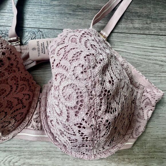 Thirdlove Artisan Lace Balconette Bra 40C Blush Pink Lace Sexy Supportive Comfy - Picture 6 of 6